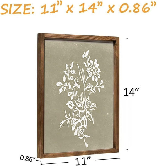 Set 4 Quadri Botanici con Cornici in Noce – Arte Botanica per Soggiorno e Camera