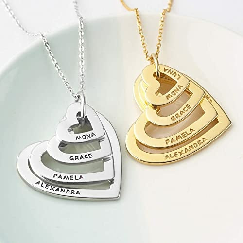 Collana Personalizzata per Nonna con Cuori – Gioiello Nana Inciso a Mano