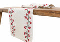 Tovaglia Natalizia Holly Berry con Agrifoglio – Table Runner Ricamato su Lino