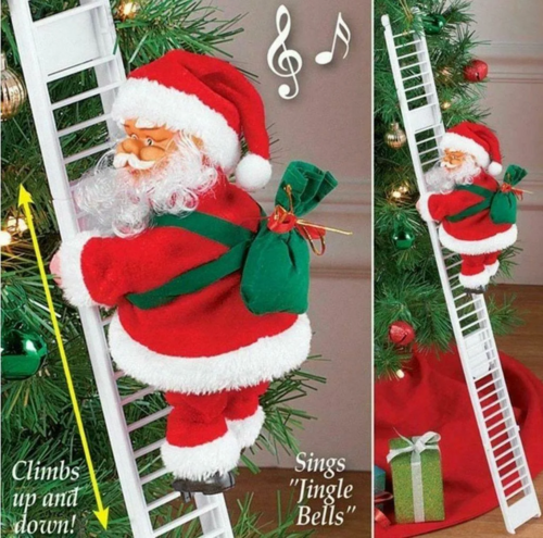 Babbo Natale Arrampicatore Musicale – Decorazione Natalizia Elettrica per Albero