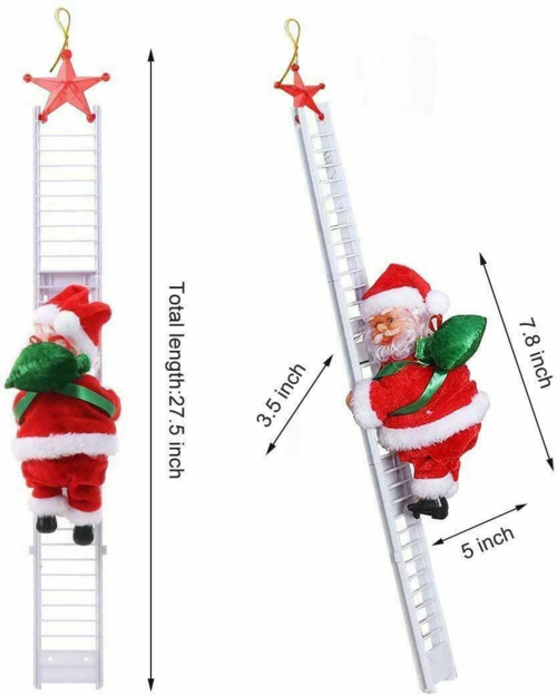 Babbo Natale Arrampicatore Musicale – Decorazione Natalizia Elettrica per Albero