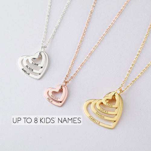 Collana Personalizzata per Nonna con Cuori – Gioiello Nana Inciso a Mano