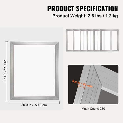 Screen Printing Kit, 2 Pieces Aluminum Silk Screen Printing Frames,